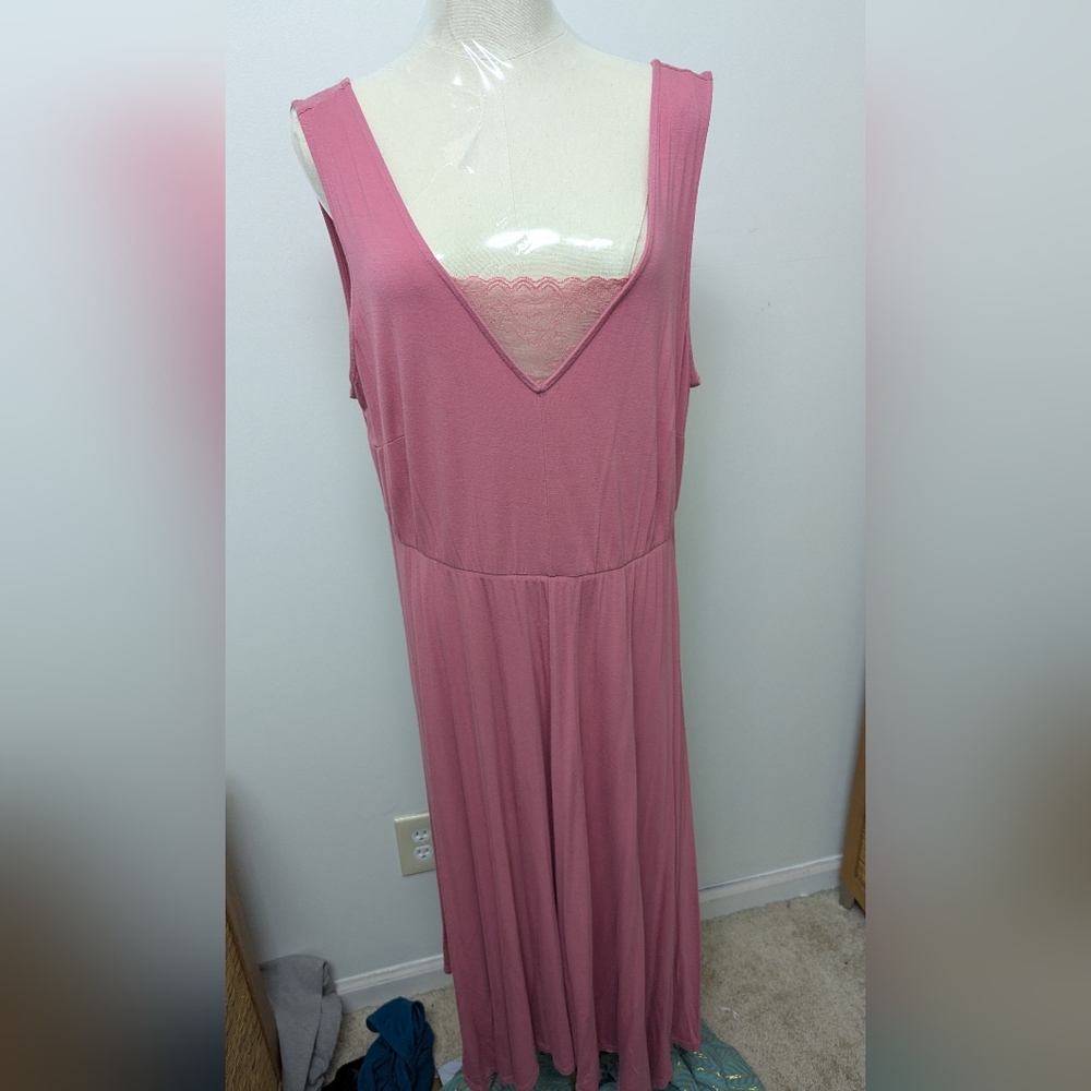 Lane Bryant Pink V-Neck Sleeveless Sundress Size 14/16